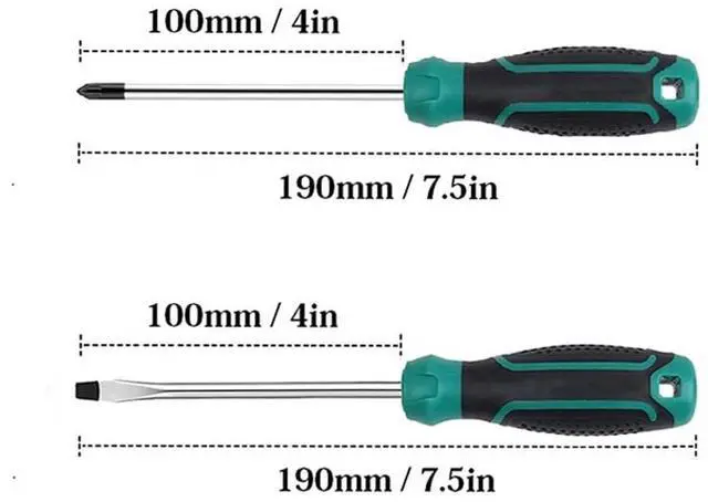 Alt view image 2 of 6 - Zohino 6 Pcs Magnetic Flat Slotted Phillips Screwdriver With Ergonomic Soft Comfortable Non-Slip Handle Screwdrivers Set Cushion Grip Screwdriver Repair Tool Set Black Green Handle