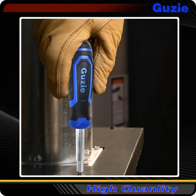 Alt view image 6 of 7 - Guzie 12-in-1 Screwdriver/Nut Driver Set, 12 Bits/3 Nut Drivers | Phillips, Slotted, Torx, Square, 2 Nut Driver Sizes, Cushion Grip Handle