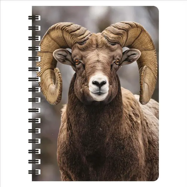 Main image of 3D LiveLife Jotter - Bighorn Sheep from Deluxebase. Spiral Bound A6 5.5x4in Small Notebook with 80 Plain Recycled Pages. Pocket Sized Animal Notepad, Journal or Drawing Book with Cute Cover