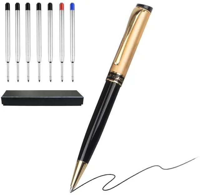 Main image of Shiduode Luxury Ballpoint Pens, Retractable Metal Pen with 7 Refills (Black, Blue, Red) for Smooth Writing - Executive Office Desk Accessories, Ideal Gifts for Professionals, Teachers,Nurses