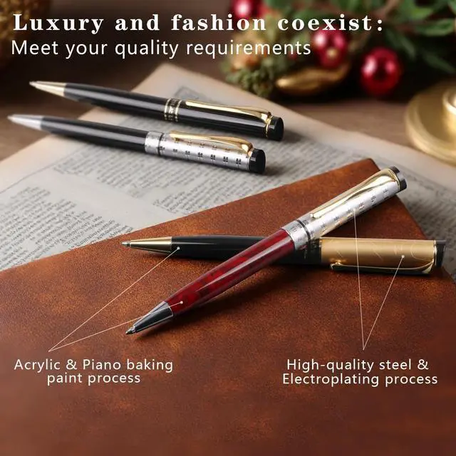 Alt view image 2 of 6 - Shiduode Luxury Ballpoint Pens, Retractable Metal Pen with 7 Refills (Black, Blue, Red) for Smooth Writing - Executive Office Desk Accessories, Ideal Gifts for Professionals, Teachers,Nurses