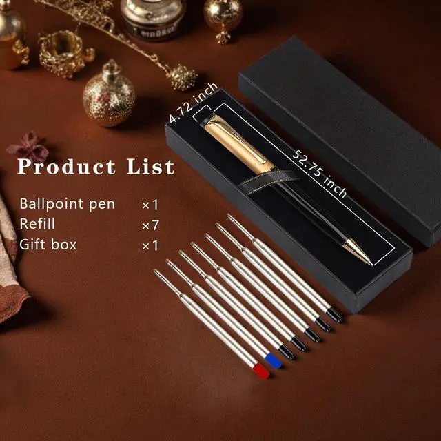 Alt view image 5 of 6 - Shiduode Luxury Ballpoint Pens, Retractable Metal Pen with 7 Refills (Black, Blue, Red) for Smooth Writing - Executive Office Desk Accessories, Ideal Gifts for Professionals, Teachers,Nurses