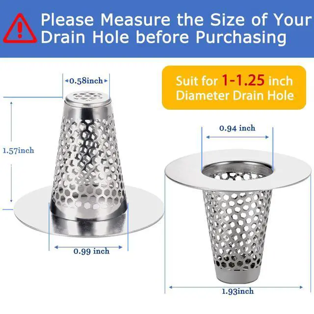 Alt view image 2 of 6 - Anteecana Bathroom Sink Drain Strainers for 1.1"-1.25" Depth Than 1.6" Drain Hole Catcher for Bathroom Sink,Laundry, Utility, RV Sink.Small Conical Bathroom Sink Strainer Basket