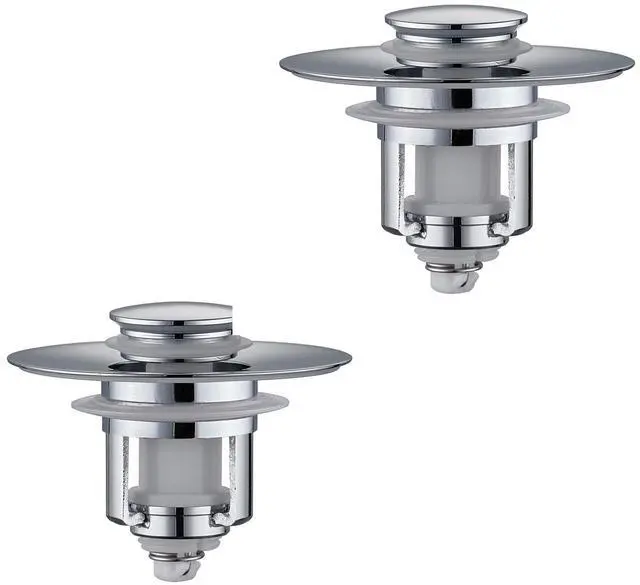 Main image of ADKADI Universal 2 in 1Bathroom Sink Stopper, 2 Pack Pop Up Bathroom Sink Drain Strainer for 1.06"-1.65" Basin Drain Holes, Anti Clogging Drain Filter(Chrome Silver)