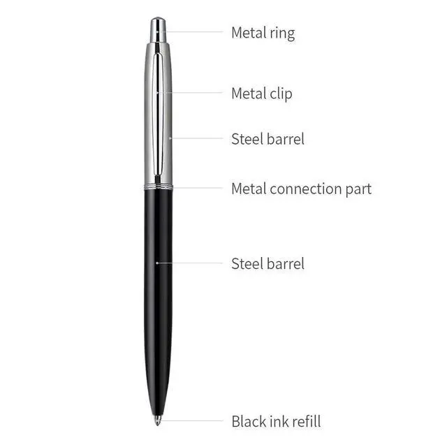 Alt view image 5 of 7 - ChaoQ 3 Pcs Retractable Metal Ballpoint Pens, for Gift, Business, Office | 1.0mm Medium Point Black Ink, 6 Extras Replaceable Metal Pen Refills - Black, White, Gray