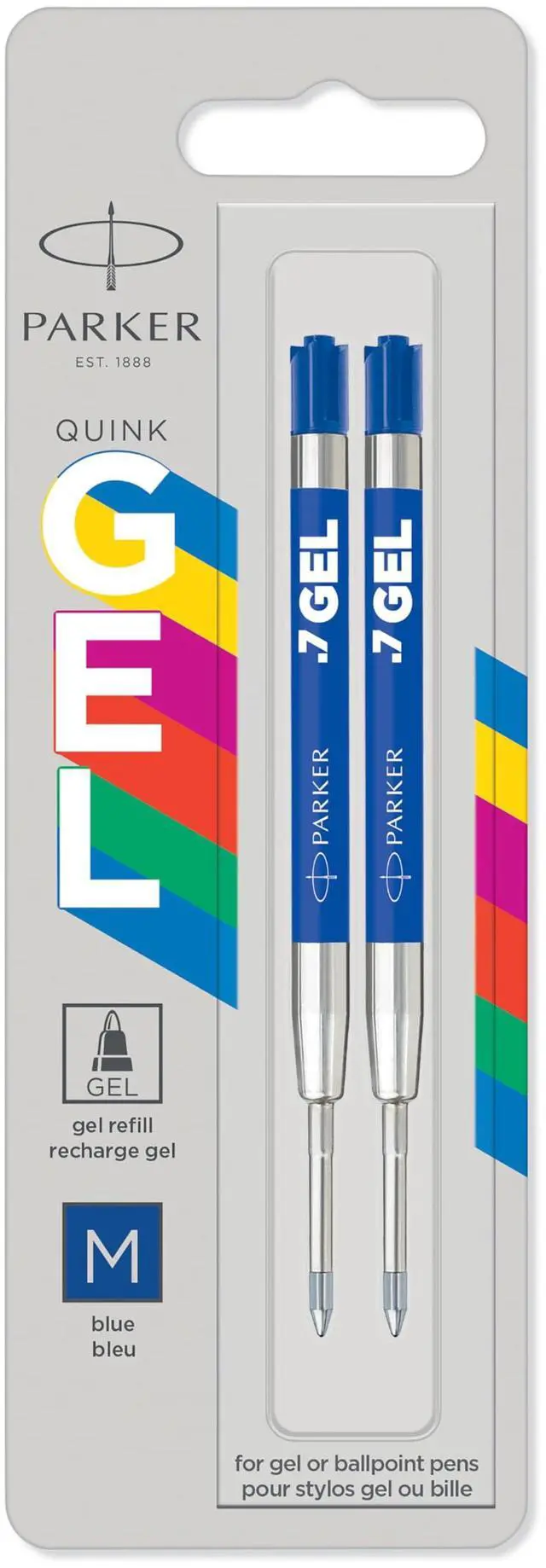Main image of Parker Jotter Originals Gel Pen Refills | Smooth Blue Gel Ink Refills | Medium Tip (0.7mm) | 2 Count