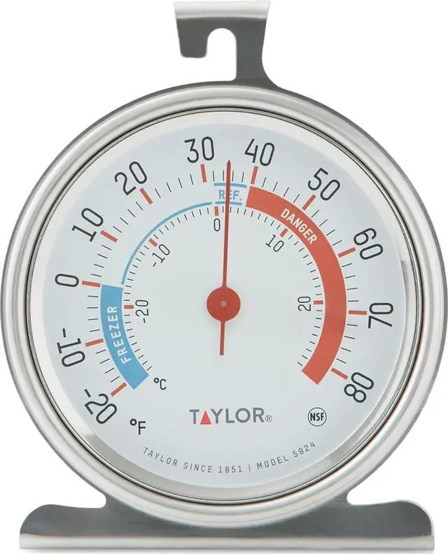 Main image of 5924 Large Dial Kitchen Refrigerator and Freezer Analog Thermometer, 3-Inch Dial, Easy to Read, Silver Finish, Accurate Temperature Monitoring