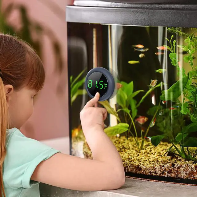Alt view image 2 of 7 - Aquarium Thermometer Digital, Highly Accurate Fish Tank Thermometer | LED Display, 8000h Battery Life, Precise Temp Gauge, Range 0-140, Stick-on Fish Tank Thermometer for Betta, Axolotl & Turtle