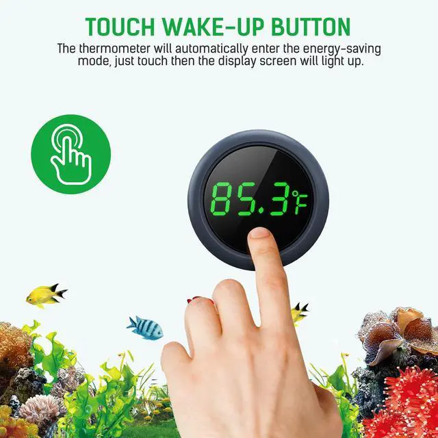 Alt view image 4 of 7 - Aquarium Thermometer Digital, Highly Accurate Fish Tank Thermometer | LED Display, 8000h Battery Life, Precise Temp Gauge, Range 0-140, Stick-on Fish Tank Thermometer for Betta, Axolotl & Turtle