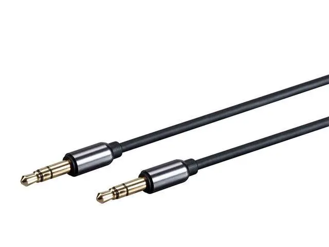 Alt view image 2 of 5 - Monoprice Auxiliary Audio Cable - 3.5mm TRS, Gold Plated, 6 Feet, Black - Onyx Series