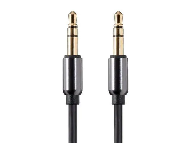 Alt view image 3 of 5 - Monoprice Auxiliary Audio Cable - 3.5mm TRS, Gold Plated, 6 Feet, Black - Onyx Series