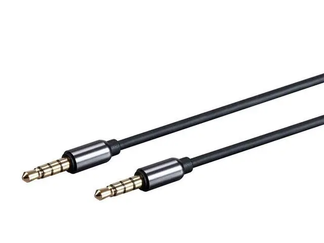 Alt view image 2 of 5 - Monoprice Auxiliary Audio Cable - 3.5mm TRRS, Gold Plated, 6 Feet, Black - Onyx Series | Onyx Series, Black - Onyx Series