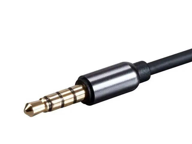 Alt view image 4 of 5 - Monoprice Auxiliary Audio Cable - 3.5mm TRRS, Gold Plated, 6 Feet, Black - Onyx Series | Onyx Series, Black - Onyx Series