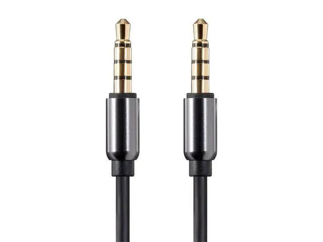 Alt view image 3 of 5 - Monoprice Auxiliary Audio Cable - 3.5mm TRRS, Gold Plated, 6 Feet, Black - Onyx Series | Onyx Series, Black - Onyx Series