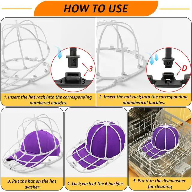Alt view image 4 of 6 - Hat Washers Cap Washers for Washing Machine, Hat Cleaning Shaper Protector Fit for Adult and Kid's Baseball Caps, White | Hat Shaper, Ball Cap Washer, Cap Washer