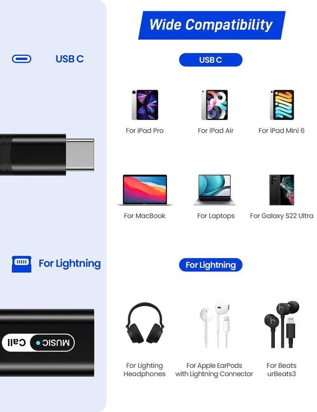 Alt view image 6 of 7 - iMangoo USB-C Audio Adapter for iPhone/iPad 11 Lightning Headphone Black | Type C Male to Female for MFi Certified Earphones Converter for iPad 10 Air Mini for iPhone 17 17e 16 16e 15 Converter Dongle