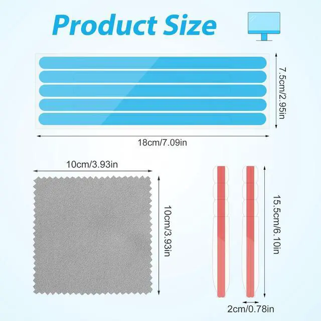Alt view image 2 of 6 - 12pcs Privacy Adhesive Screen Tape Strips and 2pcs Plastic Slide Mount Tabs | for Computer Monitors with Microfiber Cloth for Easily Installing Privacy Laptop Screen Protector - Replacement Kits