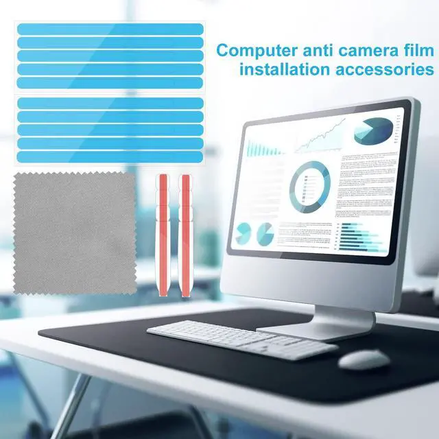 Alt view image 3 of 6 - 12pcs Privacy Adhesive Screen Tape Strips and 2pcs Plastic Slide Mount Tabs | for Computer Monitors with Microfiber Cloth for Easily Installing Privacy Laptop Screen Protector - Replacement Kits