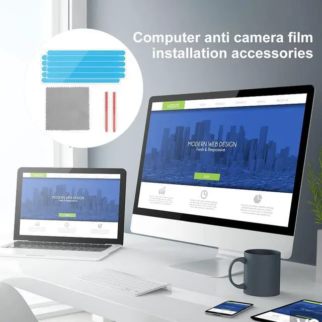 Alt view image 6 of 6 - 12pcs Privacy Adhesive Screen Tape Strips and 2pcs Plastic Slide Mount Tabs | for Computer Monitors with Microfiber Cloth for Easily Installing Privacy Laptop Screen Protector - Replacement Kits