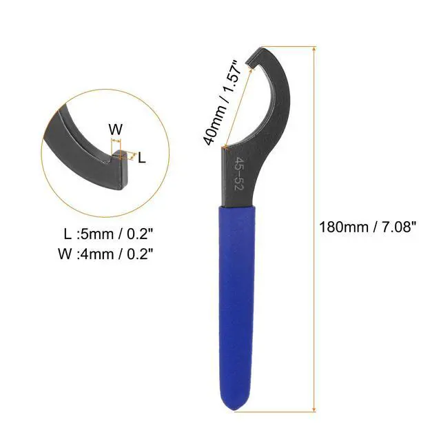 Alt view image 2 of 6 - HARFINGTON C Hook Spanner Wrench 45-52 Nut Shock Wrench Steel Chuck Nut with Blue Non-slip Handle for Lathe Clamping