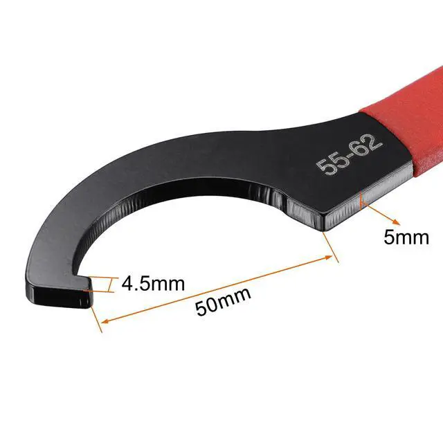 Alt view image 2 of 4 - uxcell C Hook Spanner Wrench Collet Chuck for 55-62mm Round Nut, with Red Non-slip Handle
