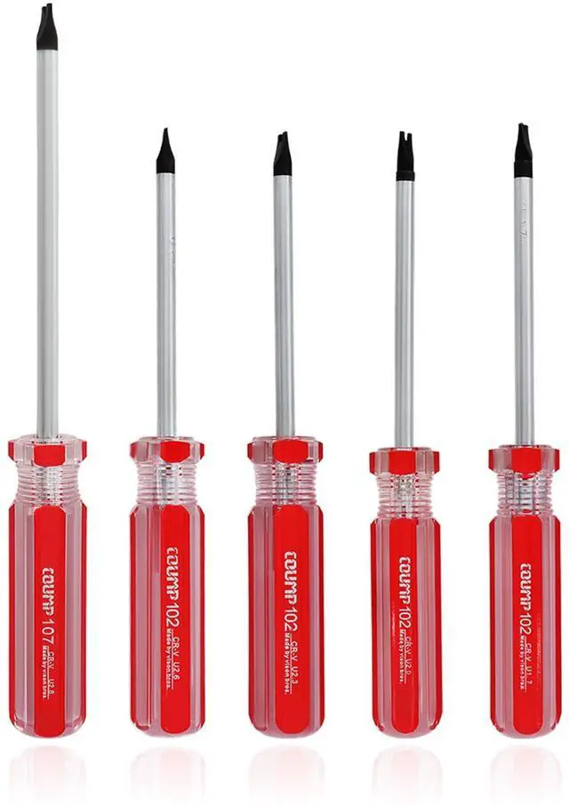 Main image of Waziaqoc 5-Pack Spanner Screwdriver Set M1.7 M2.0 M2.3 M2.6 M2.8, Red | Magnetic Tips, Tamper-Proof Security, Chrome Vanadium Steel Shaft, Comfort Grip Handle
