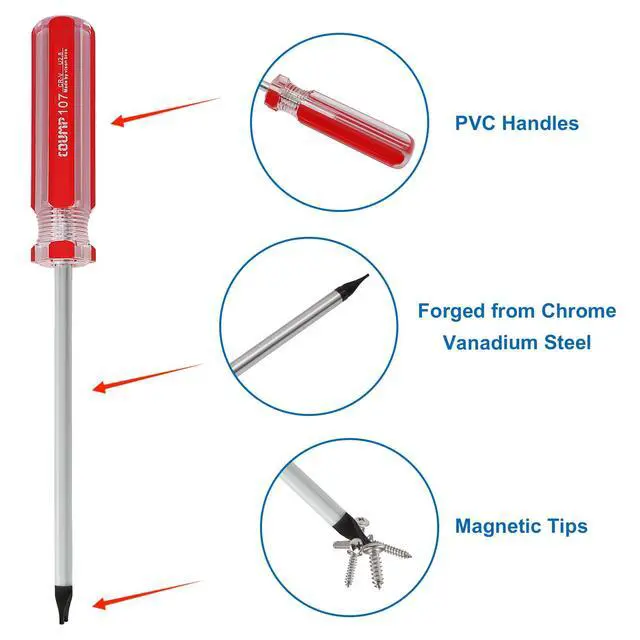 Alt view image 4 of 5 - Waziaqoc 5-Pack Spanner Screwdriver Set M1.7 M2.0 M2.3 M2.6 M2.8, Red | Magnetic Tips, Tamper-Proof Security, Chrome Vanadium Steel Shaft, Comfort Grip Handle