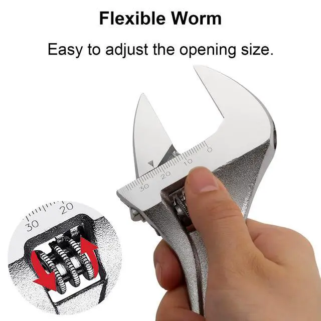 Alt view image 3 of 7 - Jetech 8-Inch Adjustable Wrench - Professional Spanner Cr-V Steel Shifter Spanner with Metric Scale Wide Caliber Opening, for Home, Garage, Workshop and DIY