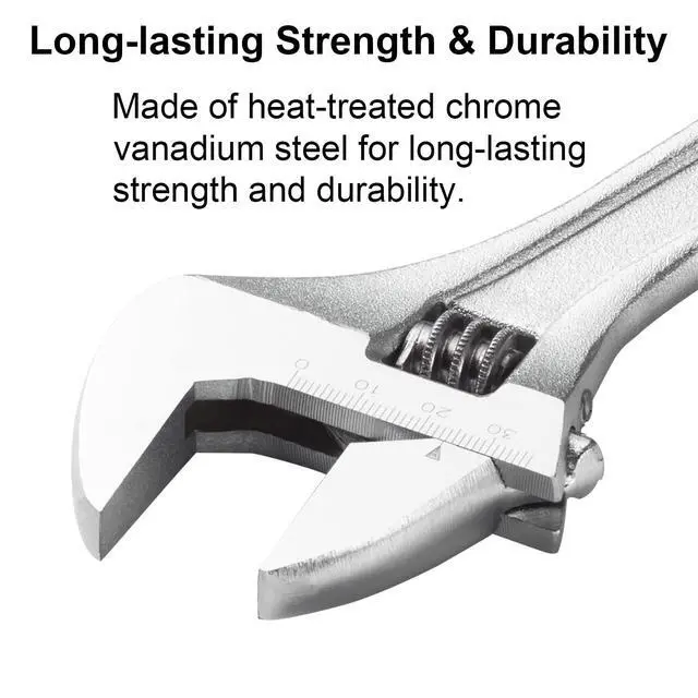 Alt view image 7 of 7 - Jetech 8-Inch Adjustable Wrench - Professional Spanner Cr-V Steel Shifter Spanner with Metric Scale Wide Caliber Opening, for Home, Garage, Workshop and DIY