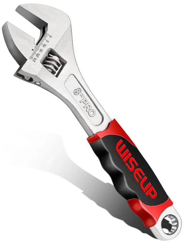 Main image of WISEUP Adjustable Wrench 8 Inch Professional Cr-V Forged | Anti-Slip Grip Wrenches Set Small Crescent Style Hand tools