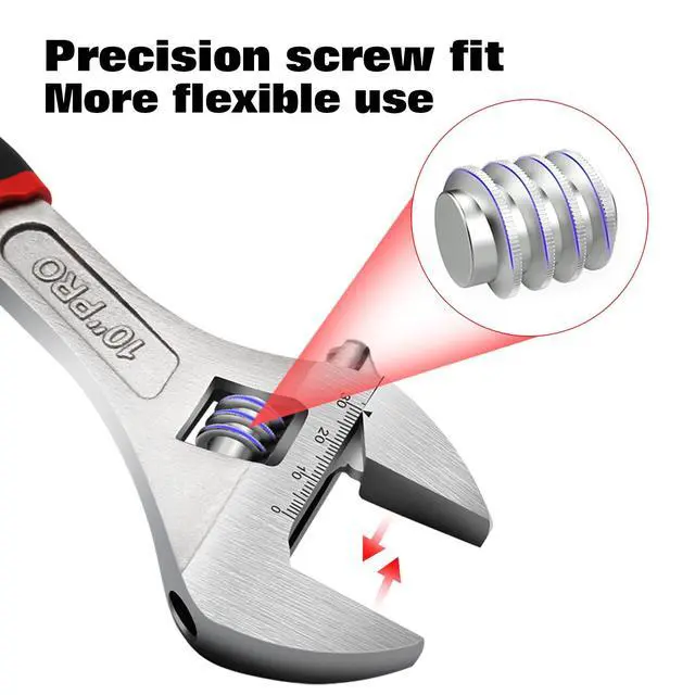 Alt view image 3 of 6 - WISEUP Adjustable Wrench 8 Inch Professional Cr-V Forged | Anti-Slip Grip Wrenches Set Small Crescent Style Hand tools