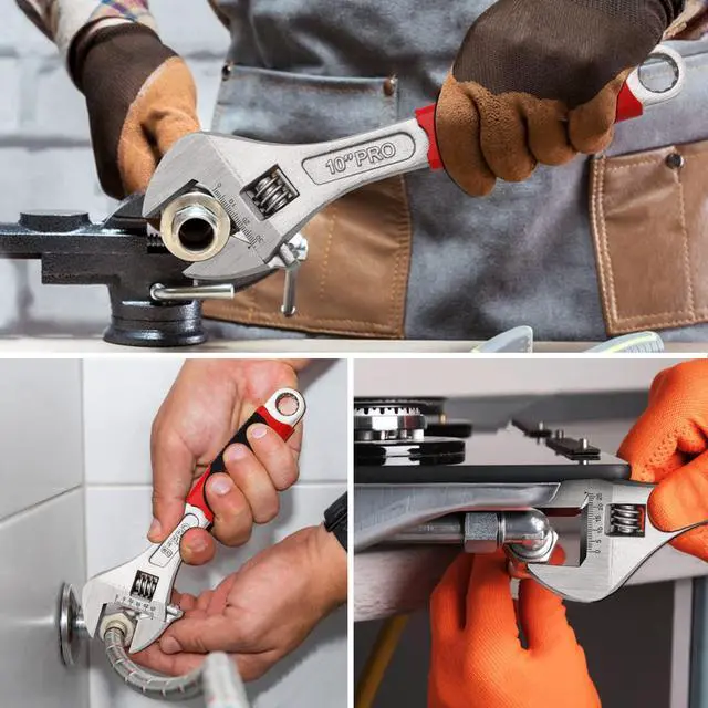 Alt view image 6 of 6 - WISEUP Adjustable Wrench 8 Inch Professional Cr-V Forged | Anti-Slip Grip Wrenches Set Small Crescent Style Hand tools