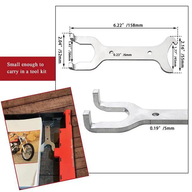 Alt view image 4 of 5 - WOWTK Rear Shock Adjustment Spanner Wrench Tool for Harley Softail Dyna | for Sportster Touring Road King Electra Glide Road Glide Street Glide