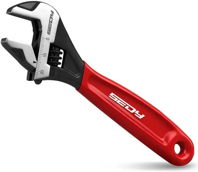Main image of 6" Adjustable Wrench Pipe Spanner: Wide Jaw Black Oxide Wrench With Cushion Grip, Laser Marked Metric & SAE Scales, CR-V Steel, for Professionals