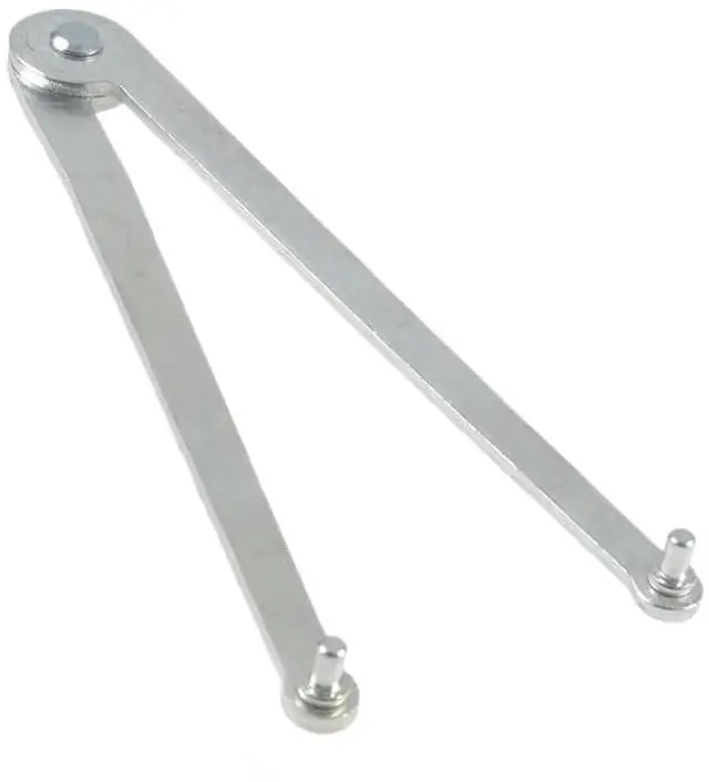Main image of Cwouna Angle Grinder Wrench, Universal Adjustable Pin Spanner, Locknut Wrench for Backing Pads on Angle Grinder and Round Nuts with Drilled Holes, Silver