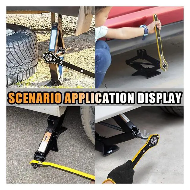 Alt view image 7 of 7 - GLSOWEE Car Jack Ratchet Wrench, Universal 360 Swivel Lug Jack with Long Handle, Auto Labor-Saving Scissor Wrench for Small Car SUV