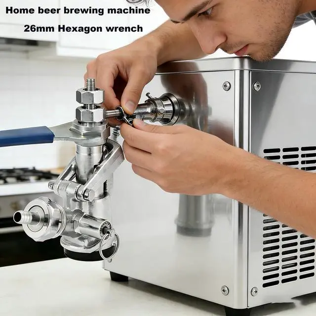 Alt view image 6 of 7 - HXILAJM Beer Faucet Wrench Heavy Duty Draft Beer Tap Wrench - 26mm Metric Open-End Hex Nut Keg Spanner for Draft Beer Couplers and Kegerators