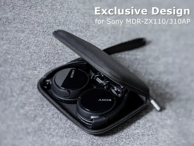 Alt view image 3 of 7 - Ginsco Compact Protect Case Compatible with Sony ZX Series Wired On-Ear Headphones, MDR-ZX110 / MDR-ZX110AP / MDRZX110NC / MDR-ZX310AP, Hard Shell Travel Carrying Headphone Case (Black-S)