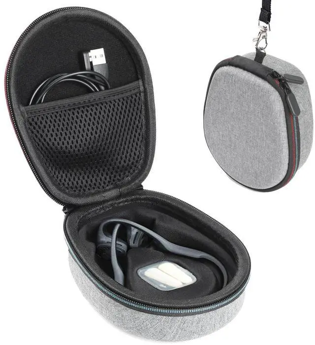 Main image of Wyngee Hard Case Compatible with AfterShokz Trekz Air/Aeropex/Titanium Mini Open Ear Wireless Bone Conduction Headphones AS650 / AS800, EVA Storage Pouch for Charging Cable, Gray