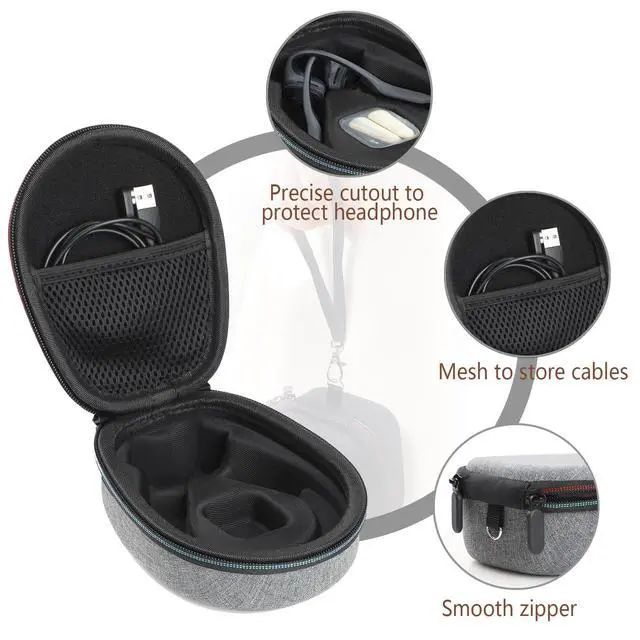 Alt view image 6 of 6 - Wyngee Hard Case Compatible with AfterShokz Trekz Air/Aeropex/Titanium Mini Open Ear Wireless Bone Conduction Headphones AS650 / AS800, EVA Storage Pouch for Charging Cable, Gray