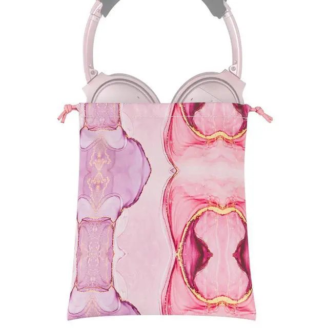 Main image of Geekria NOVA Headphones Pouch Compatible with Bose QC Ultra, JBL Tour One M3, AKG Y500, Headset Carrying Bag, Soft Travel Pouch for Over-Ear Headphones(Pink Marble PU)