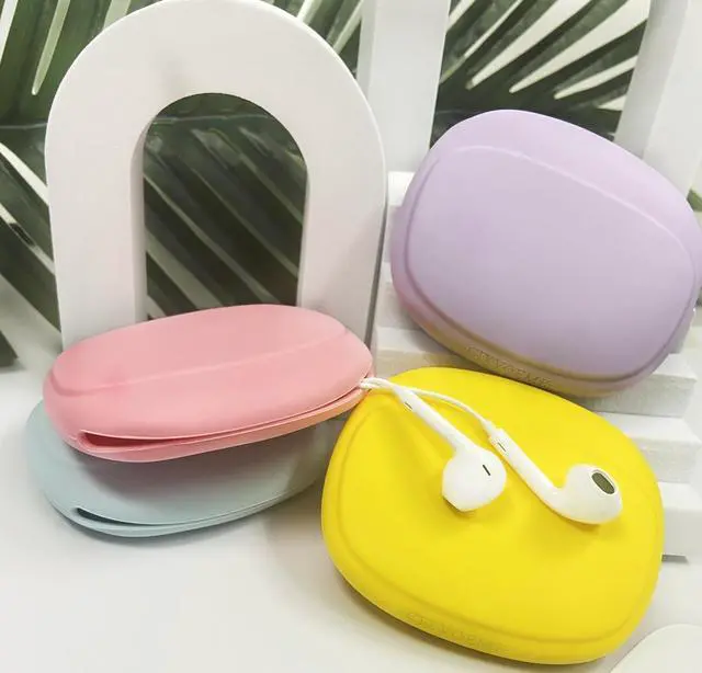 Alt view image 3 of 6 - CIXVOEMK Silicone Headphone Organizer - Data Cable Storage Case - Mini Key Box - Portable Wired Headset Storage Bag (Purple-Yellow-Pink-Blue)