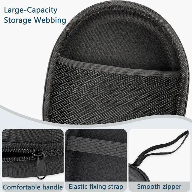 Alt view image 2 of 6 - ZUFECY Large Headphone Case, Hard EVA Shell Protective Storage Box with Mesh Pocket, Compatible with Most Over-Ear Headphones (Black, 8.6"x7.5"x2.3")