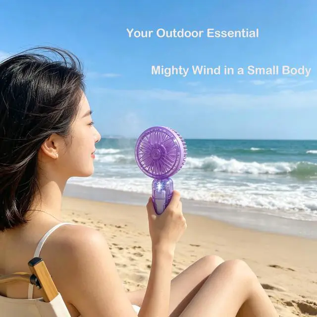 Alt view image 2 of 7 - Handheld Portable Fan Mini Travel Fan with Phone holder Design | 1500mAh Rechargeable Battery, 3 Speed Wind, Mini Travel Fan with Backup Power, Desktop and Phone holder Design Gifts