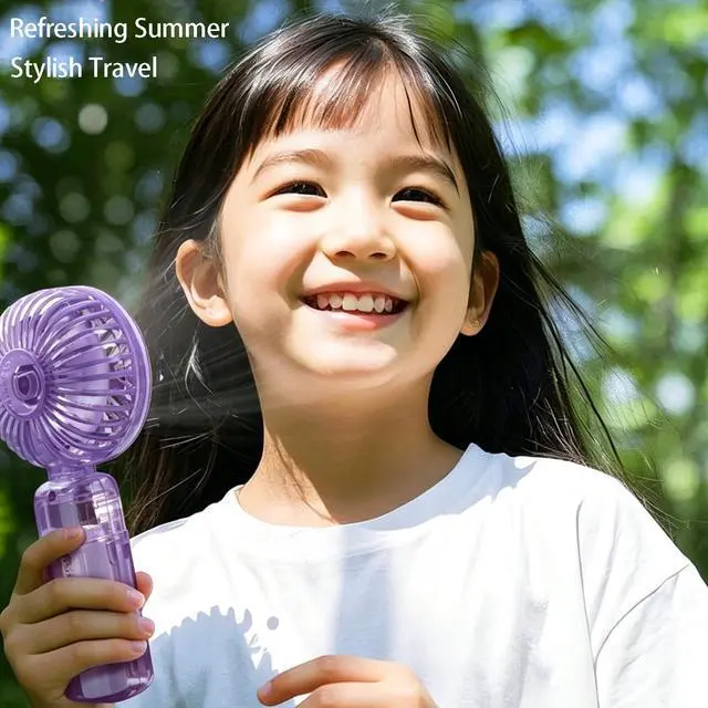 Alt view image 3 of 7 - Handheld Portable Fan Mini Travel Fan with Phone holder Design | 1500mAh Rechargeable Battery, 3 Speed Wind, Mini Travel Fan with Backup Power, Desktop and Phone holder Design Gifts