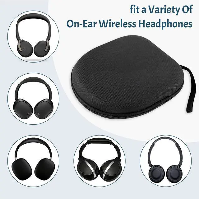 Alt view image 5 of 6 - ZUFECY Large Headphone Case, Hard EVA Shell Protective Storage Box with Mesh Pocket, Compatible with Most Over-Ear Headphones (Black, 8.6"x7.5"x2.3")