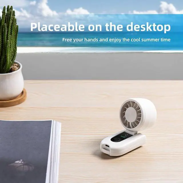 Alt view image 4 of 7 - Acotobow Handheld Mini Fan Rechargeable, 5 Speed Portable Cooling Fan with HD Digital Display, TypeC Battery Powered, 82g Lightweight & Adjustable Stand for Travel Desk Outdoor