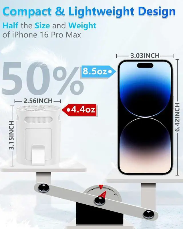 Alt view image 4 of 7 - Portable Fan Clip on Pants-Personal Little Light Weight Waist Fan Coolclip Belt Hip Pocket Hard Hat,Wireless Wear Charging Battery Powered Quiet Undershirt Waist Band Coolclip Fans Adult Kid White