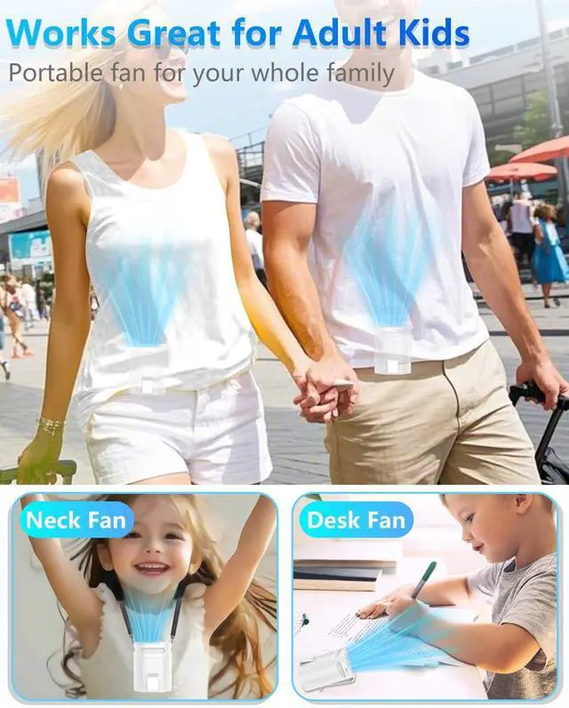 Alt view image 5 of 7 - Portable Fan Clip on Pants-Personal Little Light Weight Waist Fan Coolclip Belt Hip Pocket Hard Hat,Wireless Wear Charging Battery Powered Quiet Undershirt Waist Band Coolclip Fans Adult Kid White