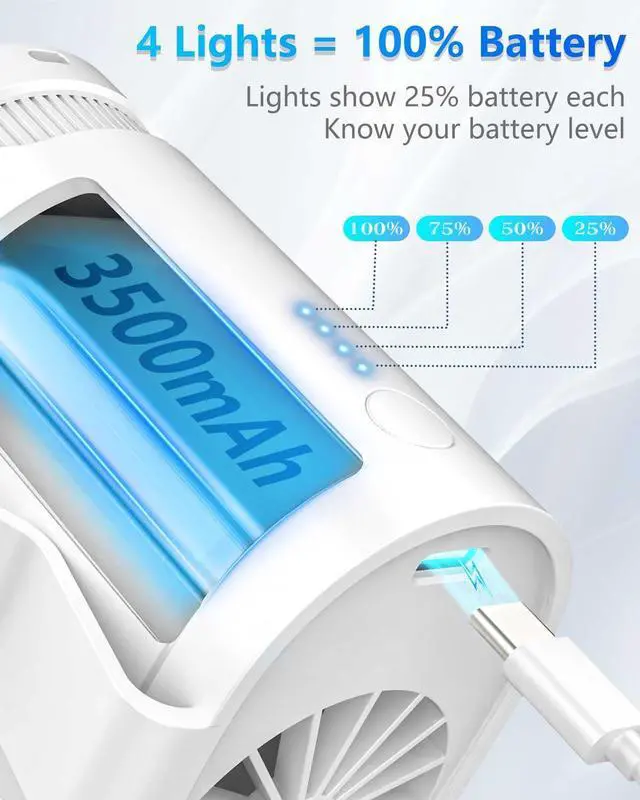 Alt view image 6 of 7 - Portable Fan Clip on Pants-Personal Little Light Weight Waist Fan Coolclip Belt Hip Pocket Hard Hat,Wireless Wear Charging Battery Powered Quiet Undershirt Waist Band Coolclip Fans Adult Kid White